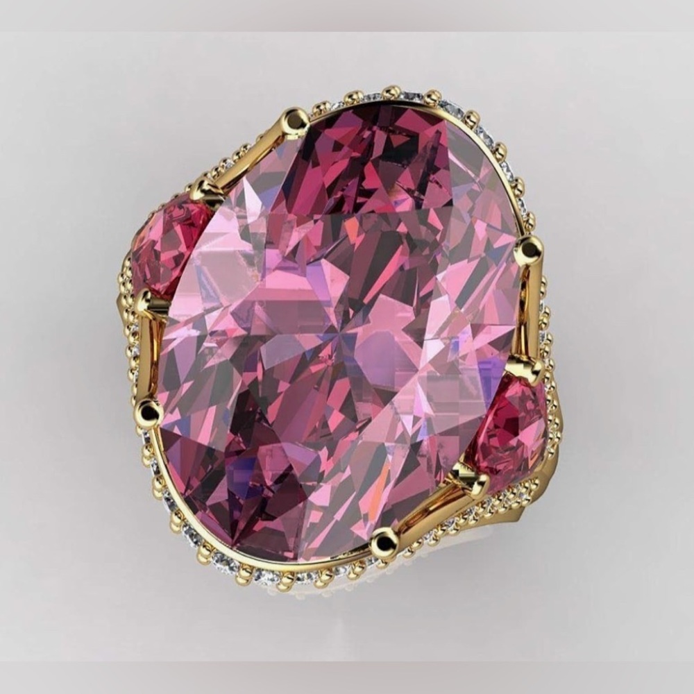Gorgeous Rare Neiman Marcus 18KT Gold Vermeil Large Ruby Royal Cocktail Ring 8